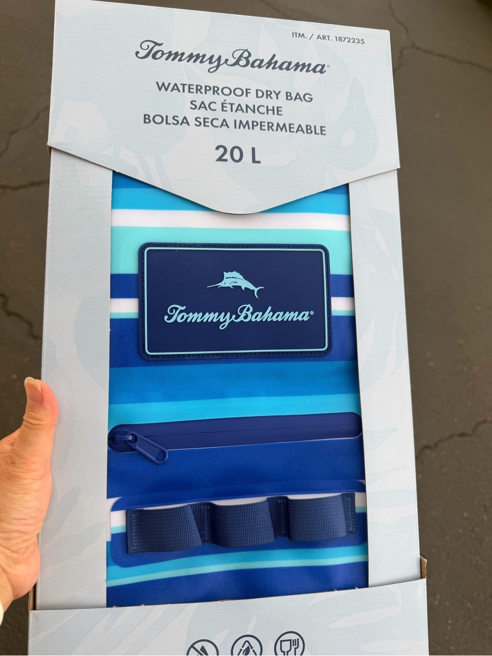 Tommy Bahama Blue and Light Blue Striped Waterproof Dry Bag